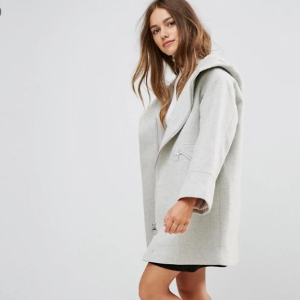 ASOS Gray Hooded Parka Coat with Formal Styling - Picture 6 of 16